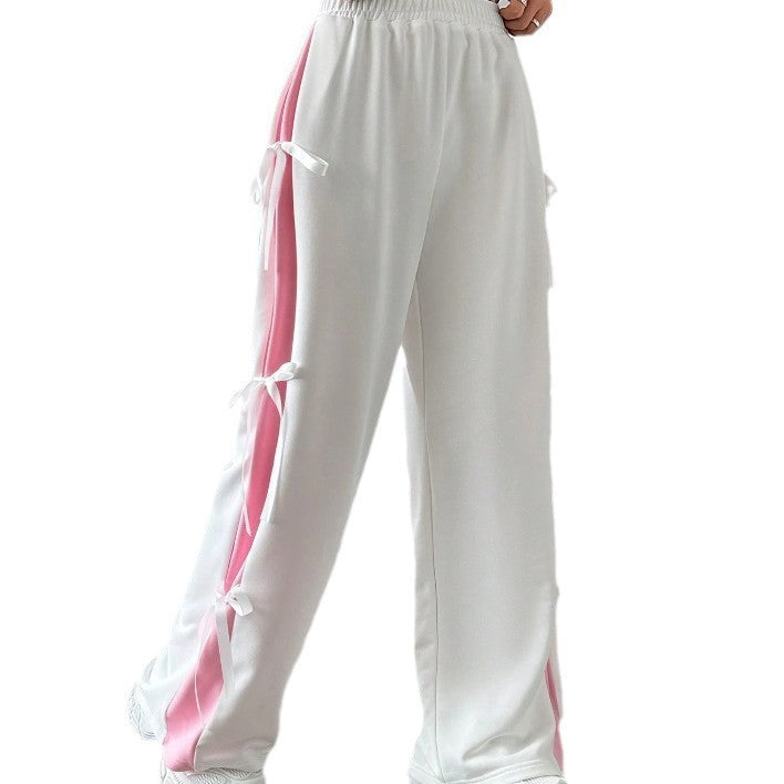 Elastic Waist Straight-leg Trousers