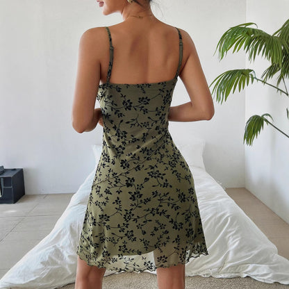 Elegant Floral Slim Strap Dress