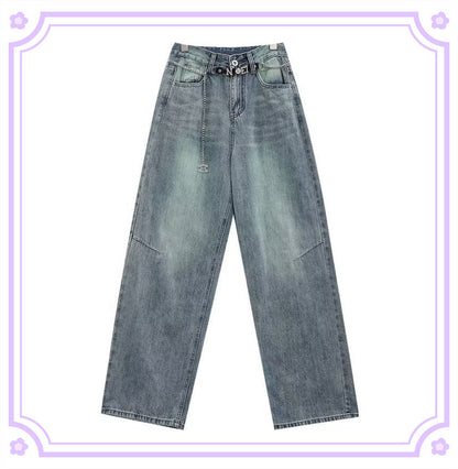 Distressed Heavy Industry Straight Casual Jeans