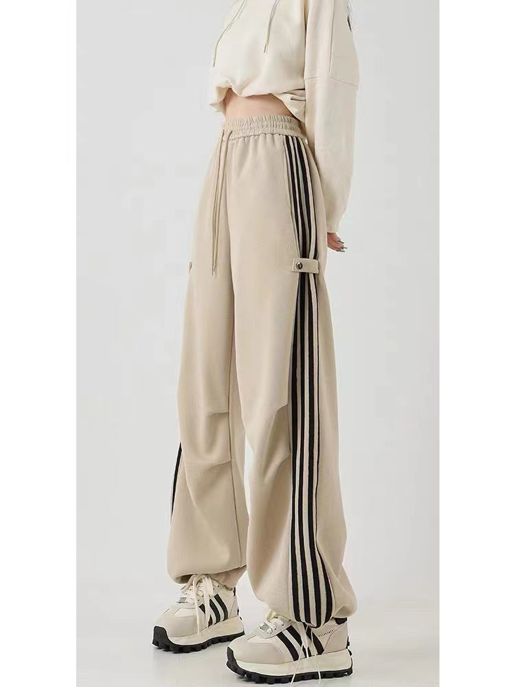 American Striped Wide-leg Sweatpants