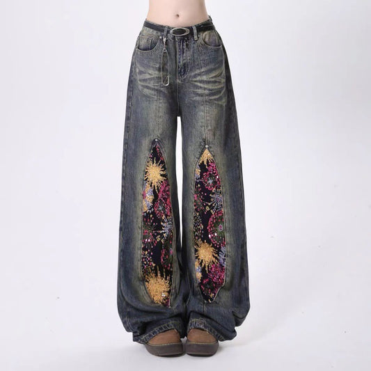 High Street Heavy Industry Fireworks Sequin Stitching Jeans